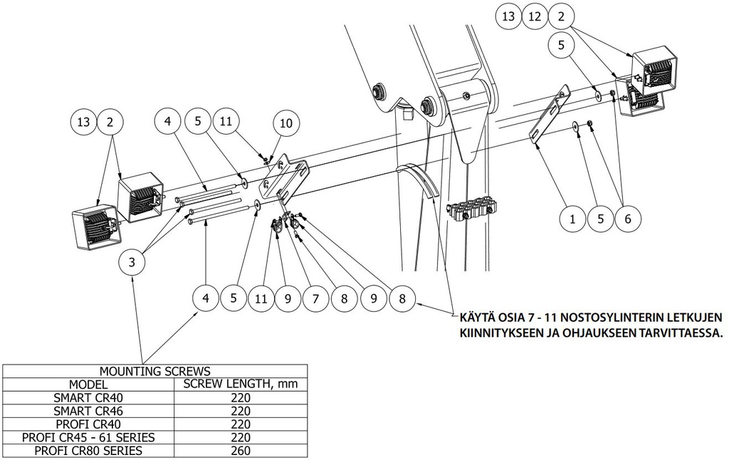 INSTALLATION KIT, LED LIGHTS FOR CRANES