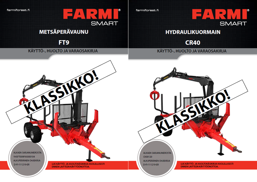 FT9 + CR40 Klassikko ohjekirja ja varaosat