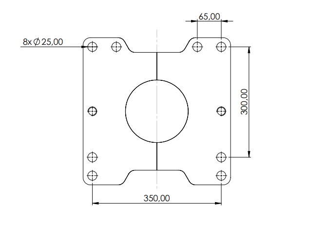 ADAPTER FLANGE, 32x400x400mm, S=30mm, For support Vario legs