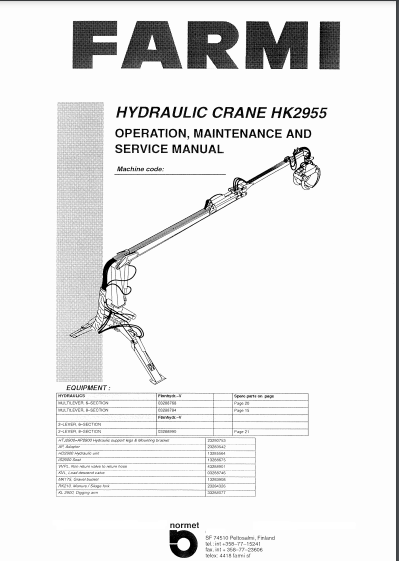 HK2955 käyttöohje- ja varaosakirja