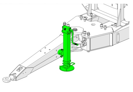 SJ, removable parking support jack on drawbar
