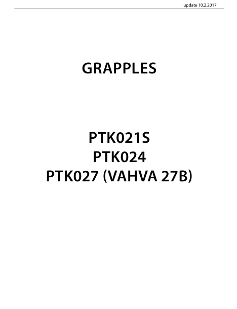 Grapples PTK021S, PTK024, PTK027 Spare parts